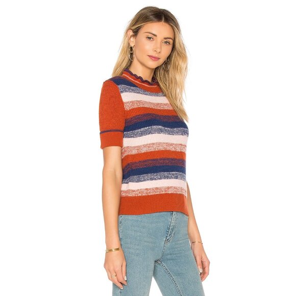 Free People Sz. XS Best Intentions Striped Short Sleeve Knit Pullover Sweater - Picture 1 of 15